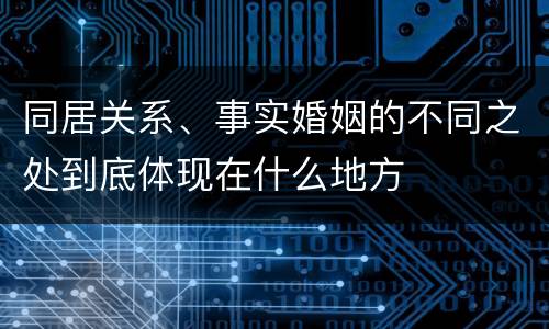 同居关系、事实婚姻的不同之处到底体现在什么地方