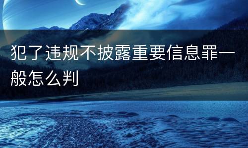 犯了违规不披露重要信息罪一般怎么判