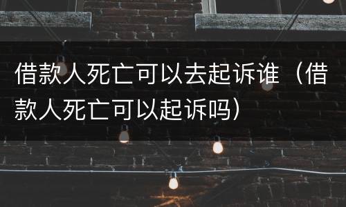 借款人死亡可以去起诉谁（借款人死亡可以起诉吗）
