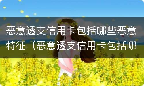 恶意透支信用卡包括哪些恶意特征（恶意透支信用卡包括哪些恶意特征和特点）