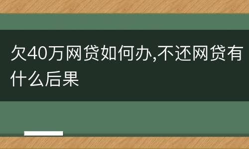 欠40万网贷如何办,不还网贷有什么后果