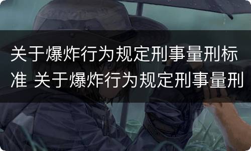 关于爆炸行为规定刑事量刑标准 关于爆炸行为规定刑事量刑标准最新