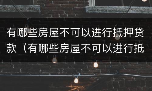 有哪些房屋不可以进行抵押贷款（有哪些房屋不可以进行抵押贷款业务）