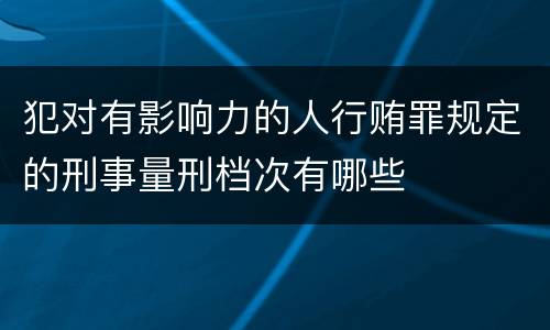犯对有影响力的人行贿罪规定的刑事量刑档次有哪些
