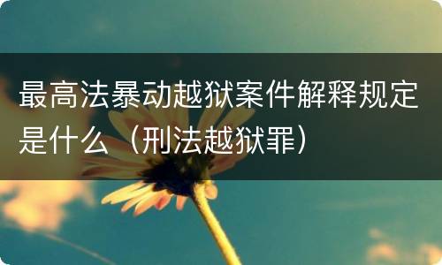 最高法暴动越狱案件解释规定是什么（刑法越狱罪）