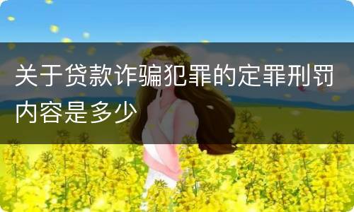 关于贷款诈骗犯罪的定罪刑罚内容是多少