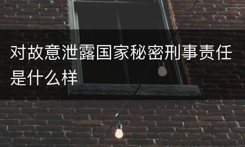 对故意泄露国家秘密刑事责任是什么样