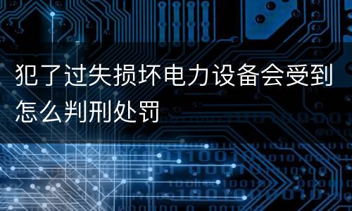 犯了过失损坏电力设备会受到怎么判刑处罚