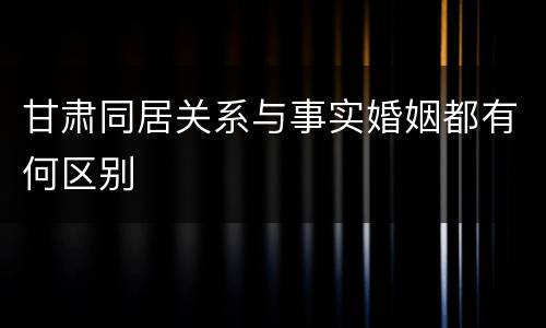 甘肃同居关系与事实婚姻都有何区别