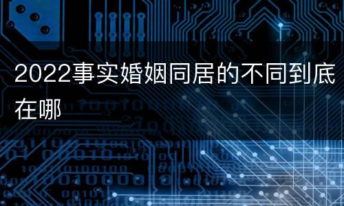 2022事实婚姻同居的不同到底在哪