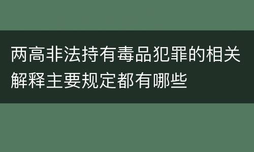 两高非法持有毒品犯罪的相关解释主要规定都有哪些