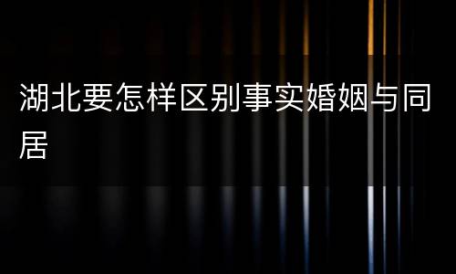 湖北要怎样区别事实婚姻与同居