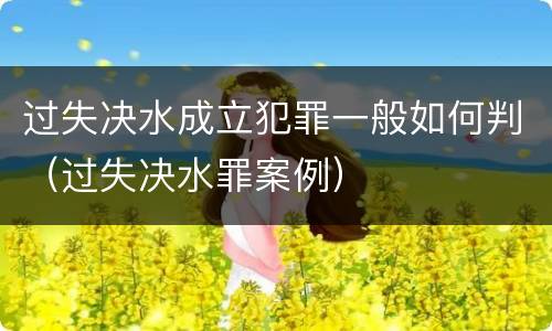 过失决水成立犯罪一般如何判（过失决水罪案例）