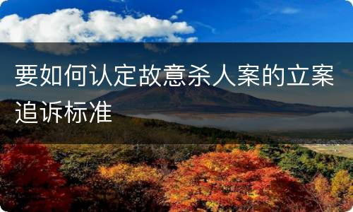 要如何认定故意杀人案的立案追诉标准