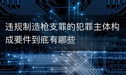 违规制造枪支罪的犯罪主体构成要件到底有哪些
