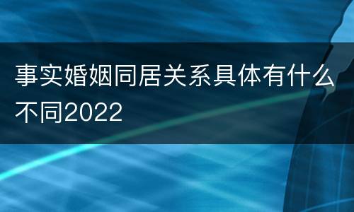 事实婚姻同居关系具体有什么不同2022