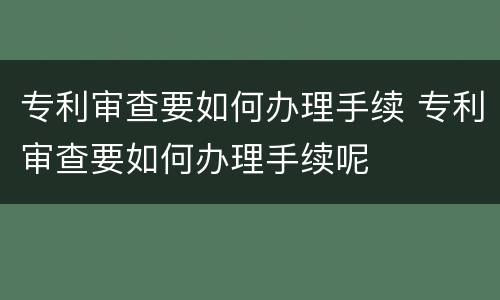 专利审查要如何办理手续 专利审查要如何办理手续呢