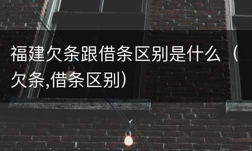 福建欠条跟借条区别是什么（欠条,借条区别）