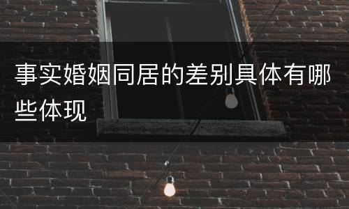事实婚姻同居的差别具体有哪些体现