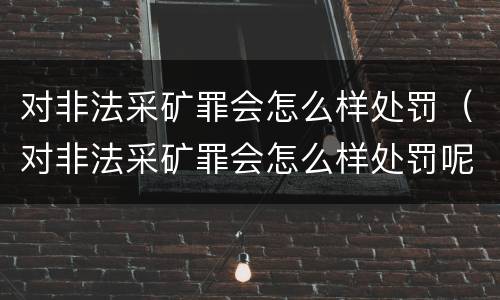 对非法采矿罪会怎么样处罚（对非法采矿罪会怎么样处罚呢）