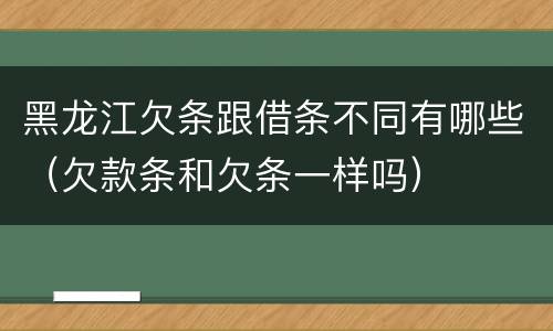 黑龙江欠条跟借条不同有哪些（欠款条和欠条一样吗）