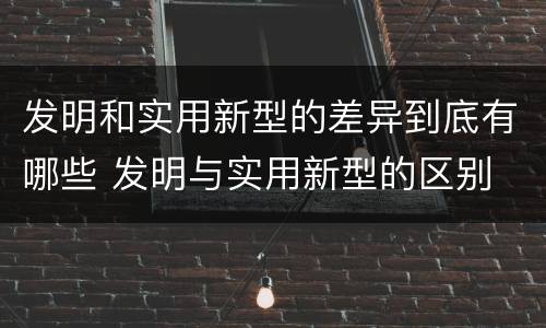 发明和实用新型的差异到底有哪些 发明与实用新型的区别