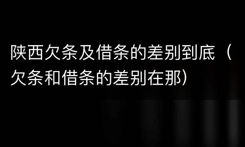 陕西欠条及借条的差别到底（欠条和借条的差别在那）