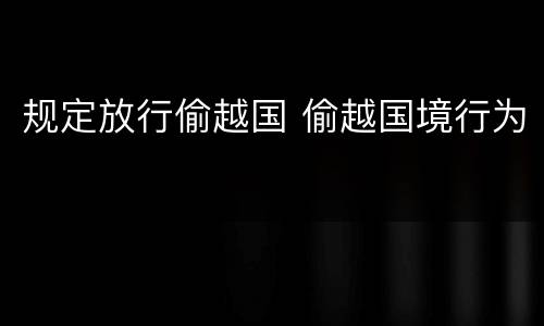 规定放行偷越国 偷越国境行为