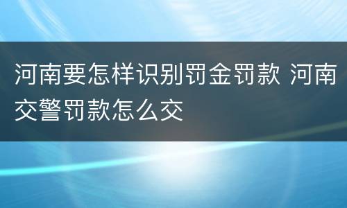 河南要怎样识别罚金罚款 河南交警罚款怎么交