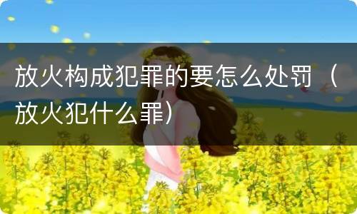 放火构成犯罪的要怎么处罚（放火犯什么罪）