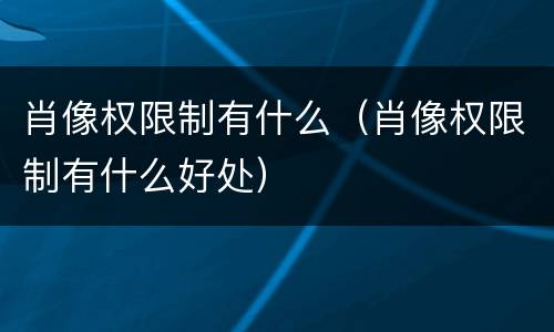 肖像权限制有什么（肖像权限制有什么好处）