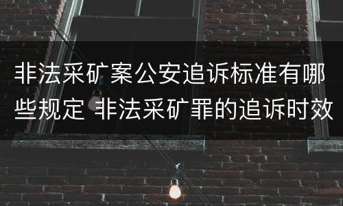 非法采矿案公安追诉标准有哪些规定 非法采矿罪的追诉时效