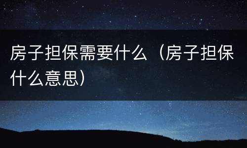 房子担保需要什么（房子担保什么意思）