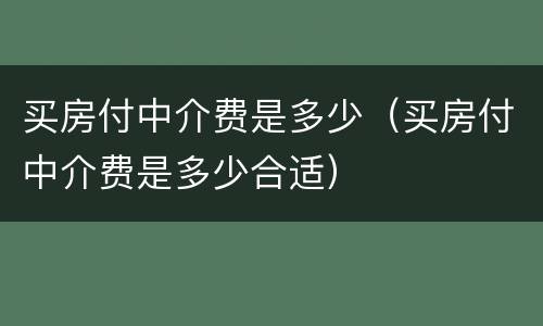 买房付中介费是多少（买房付中介费是多少合适）
