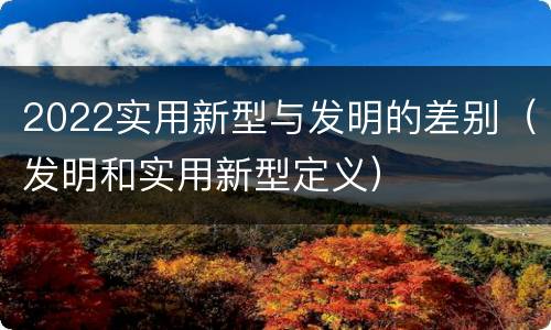 2022实用新型与发明的差别（发明和实用新型定义）