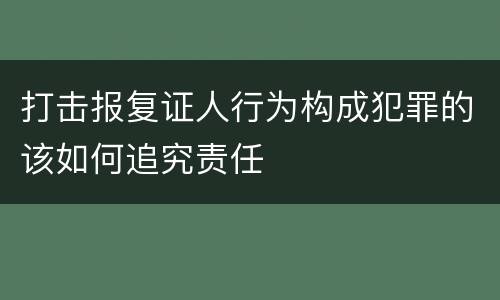 打击报复证人行为构成犯罪的该如何追究责任