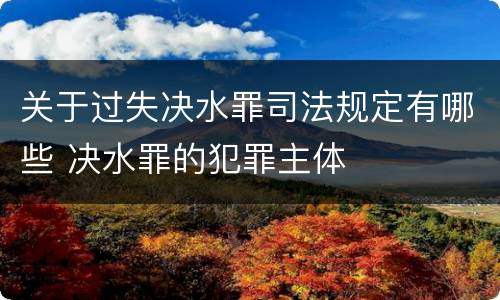 关于过失决水罪司法规定有哪些 决水罪的犯罪主体