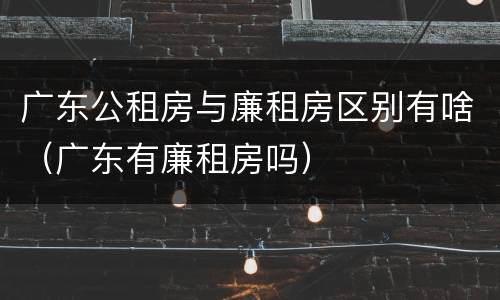 广东公租房与廉租房区别有啥（广东有廉租房吗）