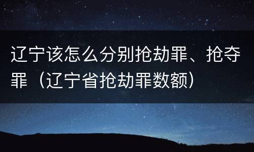 辽宁该怎么分别抢劫罪、抢夺罪（辽宁省抢劫罪数额）