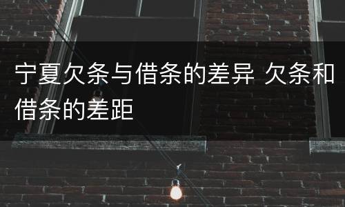 宁夏欠条与借条的差异 欠条和借条的差距