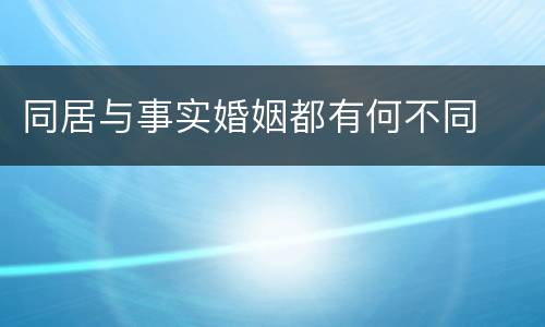 同居与事实婚姻都有何不同