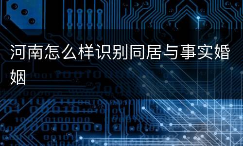 河南怎么样识别同居与事实婚姻