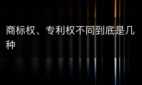 商标权、专利权不同到底是几种