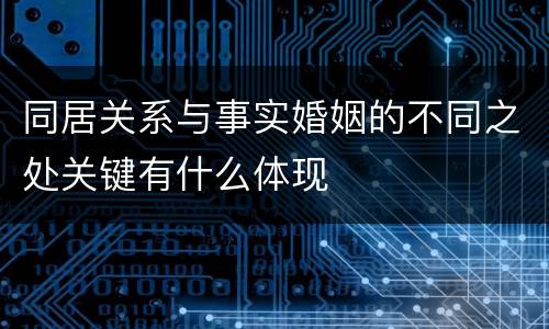 同居关系与事实婚姻的不同之处关键有什么体现