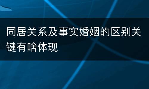 同居关系及事实婚姻的区别关键有啥体现