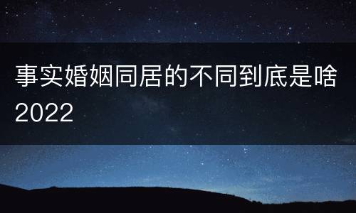 事实婚姻同居的不同到底是啥2022