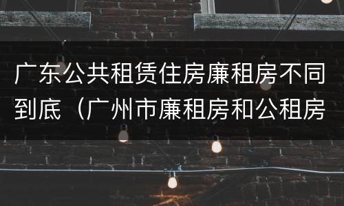 广东公共租赁住房廉租房不同到底（广州市廉租房和公租房的区别）