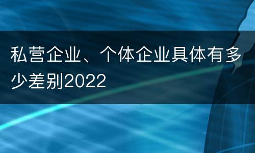 私营企业、个体企业具体有多少差别2022