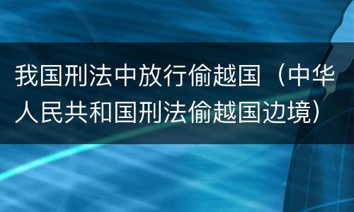 我国刑法中放行偷越国（中华人民共和国刑法偷越国边境）