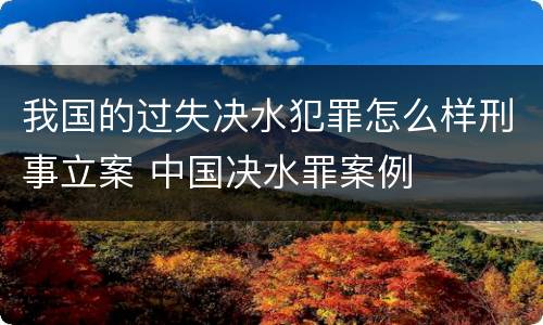 我国的过失决水犯罪怎么样刑事立案 中国决水罪案例